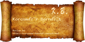 Korcsmár Bernát névjegykártya